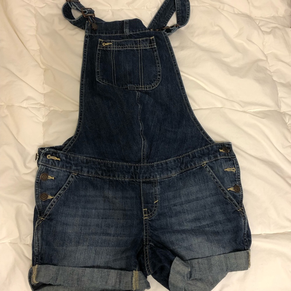 Maternity denim overall shorts
